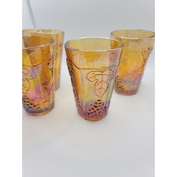 Carnival Glass Juice Glasses Set Of 4 - Picture 10 of 15